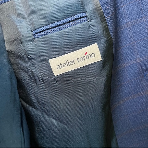 Atelier Torino Vintage Wool Blazer 46L Sportcoat Career Professional Blue - Picture 2 of 12